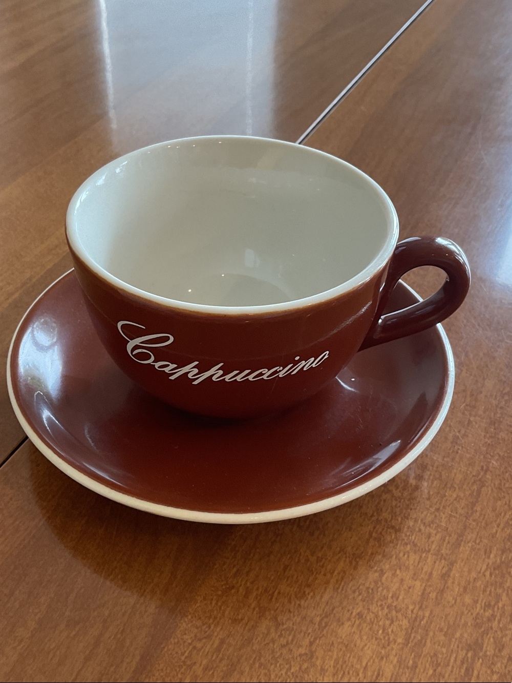 ACF Cappuccino Ceramic Cup & Saucer in Brown with White